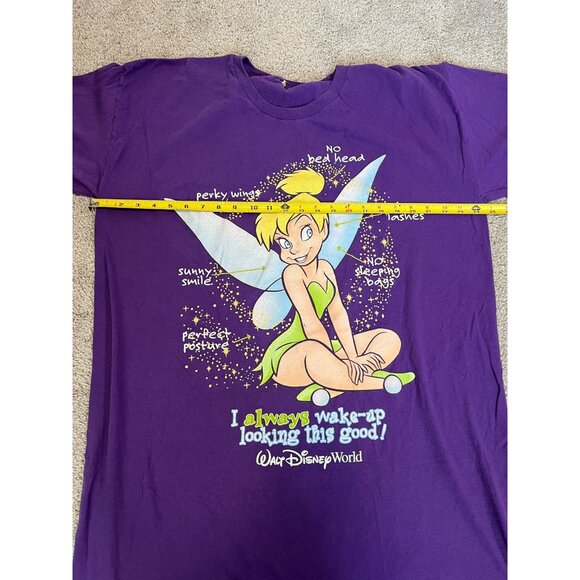 Vtg Walt Disney World Purple TinkerBell Graphic T-Shirt Size XXL / 3X Sleep - Picture 4 of 6